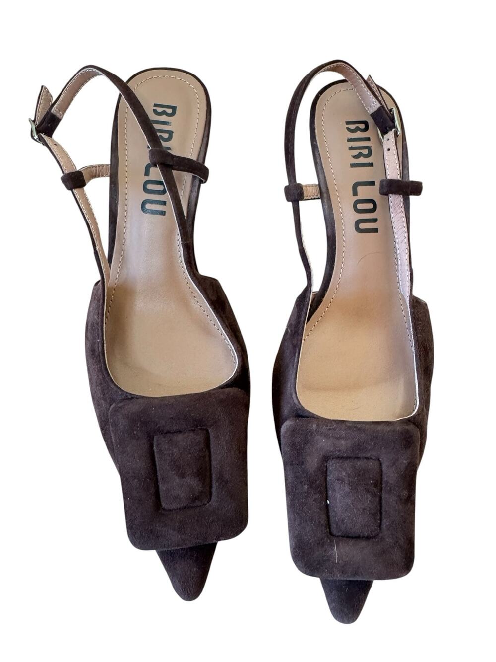 BIBI LOU Anthropologie Robin Kitten Heels Cholocate Brown Suede Size